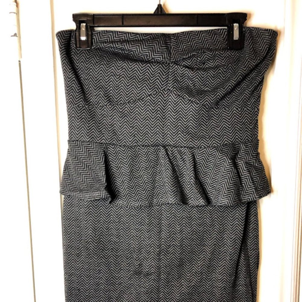 Black/Grey Midi Peplum Dress XL
